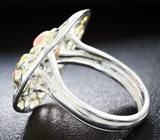 Серебряное кольцо с перуанскими розовыми опалами и мозамбикскими гранатами Серебро 925