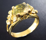 Золотое кольцо с уральским александритом 2,59 карата и бриллиантами Золото