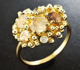 Золотое кольцо с уральскими александритами 1,91 карата и бриллиантами Золото