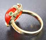 Кольцо c мексиканским огненным опалом, цаворитами гранатами и оранжевыми сапфирами