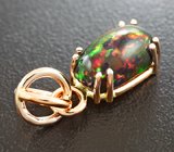 Кулон с кристаллическим черным опалом топового качества