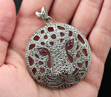Крупный серебряный кулон «Тигр» с рубинами и марказитами Серебро 925