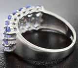 Стильное серебряное кольцо с танзанитами  Серебро 925