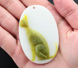 Камея «Баст» из цельных лимонного и бесцветного нефрита 