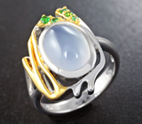 Серебряное кольцо с лавандовым аметистом 3,7 карата и диопсидами Серебро 925