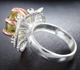 Серебряное кольцо с лимонным цитрином авторской огранки и диопсидами Серебро 925