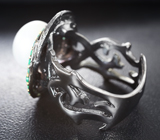 Серебряное кольцо с жемчугом и хризопразом Серебро 925