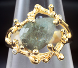 Золотое кольцо с уральским хризобериллом 2,99 карата и бриллиантами Золото