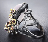 Серебряное кольцо с розовым кварцем 35 карат, аметистом и родолитами Серебро 925