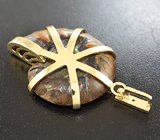 Кулон с крупным аммонитом с мозаикой аммолита и цаворитами