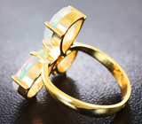 Золотое кольцо с ограненными эфиопскими опалами топового качества 3,85 карата и бриллиантом Золото