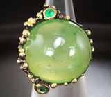 Серебряное кольцо с пренитом 35+ карат и хризопразом Серебро 925