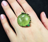 Серебряное кольцо с пренитом 35+ карат и хризопразом Серебро 925