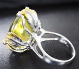 Серебряное кольцо с лимонным цитрином авторской огранки 34,6 карата и цаворитами Серебро 925