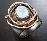 Серебряное кольцо с лунным камнем и родолитом Серебро 925