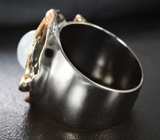 Серебряное кольцо с лунным камнем и родолитом Серебро 925