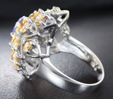 Замечательное серебряное кольцо с танзанитом и цитринами Серебро 925