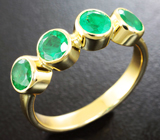 Золотое кольцо с яркими уральскими изумрудами 1,42 карата Золото
