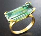 Золотое кольцо с крупным «неоновым» турмалином 8,9 карата Золото