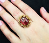 Золотое кольцо с крупным рубином 15,53 карата Золото