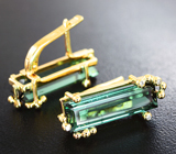 Золотые серьги с «неоновыми» турмалинами 9,7 карата и бриллиантами Золото