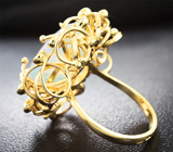 Золотое кольцо с фантастическим ограненным эфиопским опалом 7,17 карата, оранжевыми и зелеными сапфирами! Золото