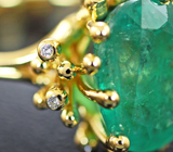Золотое кольцо с уникальным уральским изумрудом 6,22 карата и бриллиантами Золото