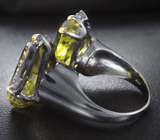Серебряное кольцо с лимонными цитринами авторской огранки 26+ карат и аметистами Серебро 925