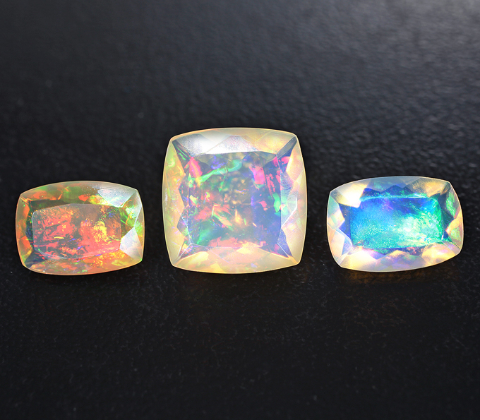 Набор из 3 ограненных эфиопских опалов 4,15 карата