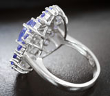 Замечательное серебряное кольцо с танзанитами Серебро 925