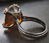Серебряное кольцо с коньячным цитрином и перидотами Серебро 925