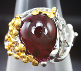 Серебряное кольцо с кабошоном красного турмалина 5,06 карата