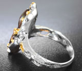 Серебряное кольцо с мексиканским огненным агатом, оранжевыми сапфирами и цаворитами Серебро 925