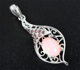 Ажурный серебряный кулон с розовым опалом Серебро 925