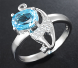 Прелестное серебряное кольцо с голубым топазом Серебро 925
