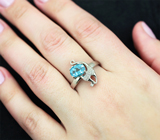 Прелестное серебряное кольцо с голубым топазом Серебро 925