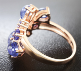 Замечательное серебряное кольцо с танзанитами Серебро 925