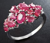 Чудесное серебряное кольцо с рубинами Серебро 925
