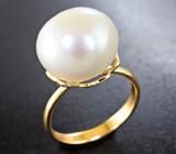 Золотое кольцо с морской жемчужиной барокко 17,05 карата! Исключительный люстр Золото