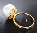 Золотое кольцо с морской жемчужиной барокко 17,05 карата! Исключительный люстр Золото