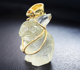 Золотой кулон «Зайчик» с резным кварцем 22,97 карата Золото