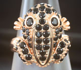 Скульптурное серебряное кольцо с черными шпинелями Серебро 925