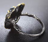 Серебряное кольцо cо звездчатым сапфиром  Серебро 925