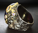 Серебряное кольцо с кабошоном сливового аметиста 30+ карат и цитрином Серебро 925