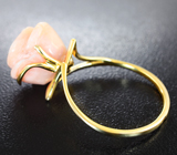 Золотое кольцо с натуральным резным кораллом 9,45 карата Золото