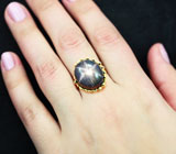 Золотое кольцо c крупным звездчатым сапфиром 21,44 карата Золото