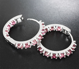 Стильные серебряные серьги с розовыми турмалинами Серебро 925