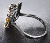 Серебряное кольцо с цитрином и мозамбикскими гранатами Серебро 925