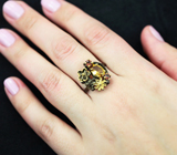 Серебряное кольцо с цитрином и мозамбикскими гранатами Серебро 925