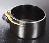 Серебряное кольцо с синим сапфиром и цаворитами Серебро 925